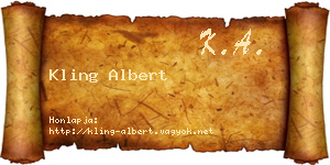 Kling Albert névjegykártya